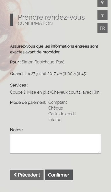 Confirmation du rendez-vous